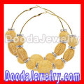 Wholesale Basketball Wives Mesh Ball Earrings Gold Rhinestone 
